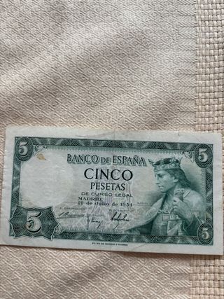 Billete 5 Pesetas España 1954