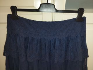 Falda azul encaje Promod
