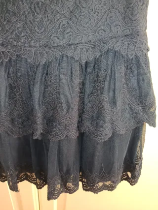 Falda azul encaje Promod