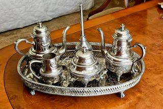 Juego de té plateado antiguo