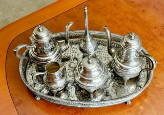 Juego de té plateado antiguo