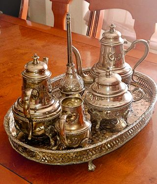 Juego de té plateado antiguo