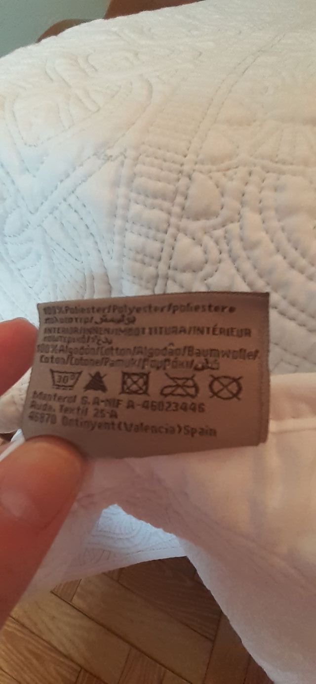 Colcha bouti blanca algodón-poliéster