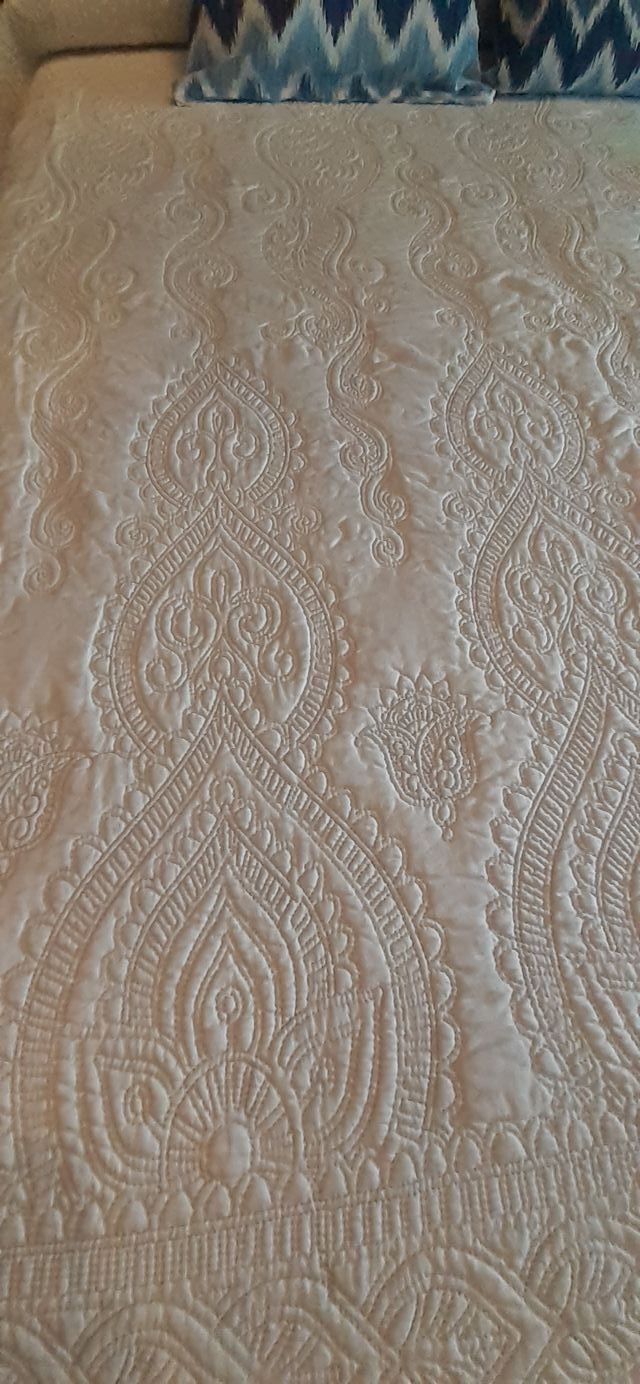 Colcha bouti blanca algodón-poliéster