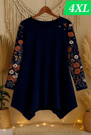 Blusa Azul 4XL - Flores