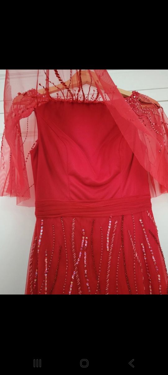 Vestido fiesta rojo pedrería VERTIZE GALA