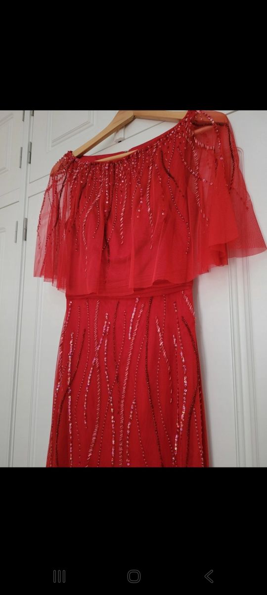 Vestido fiesta rojo pedrería VERTIZE GALA