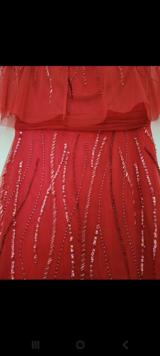 Vestido fiesta rojo pedrería VERTIZE GALA