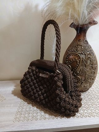 Borsa uncinetto marrone handmade