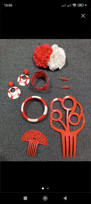 Accesorios flamenca rojos y blancos