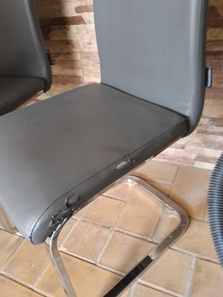 4 Sillas Comedor Gris - Piel Sintética