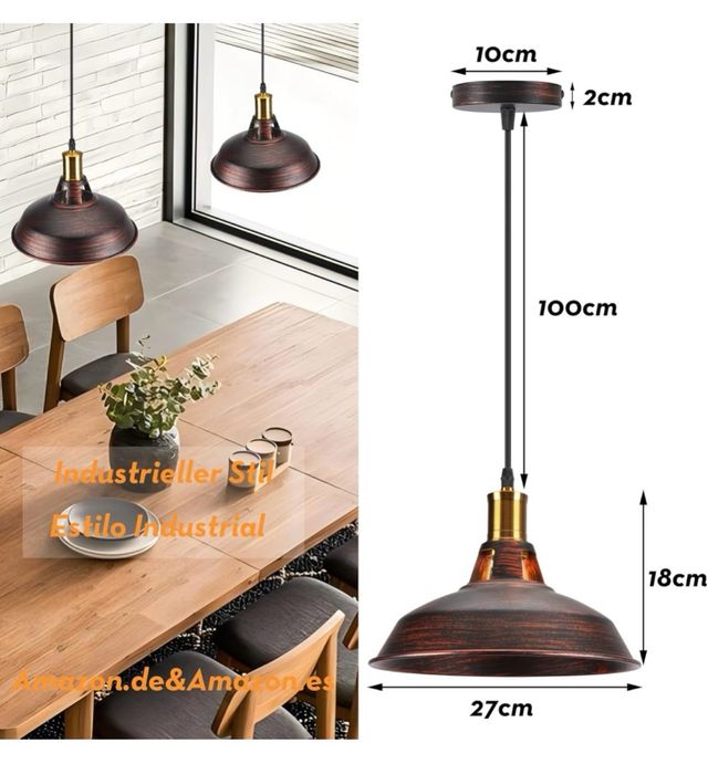 Lampada a sospensione retrò TOKIUS, marrone