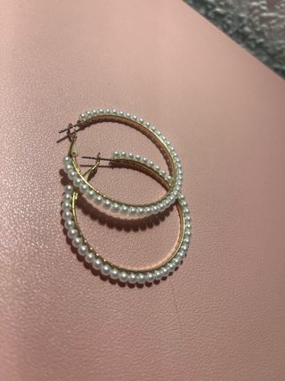 Pendientes aro perla | dorados