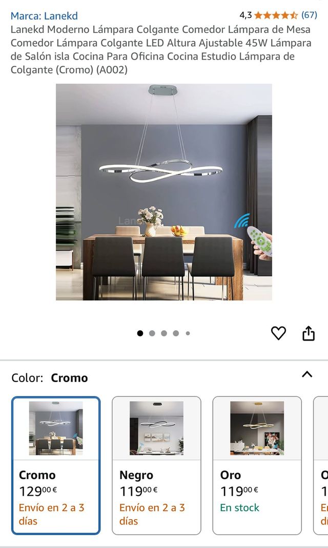 Lámpara colgante LED moderna