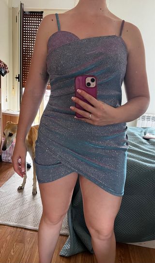 Vestido fiesta brillo azul