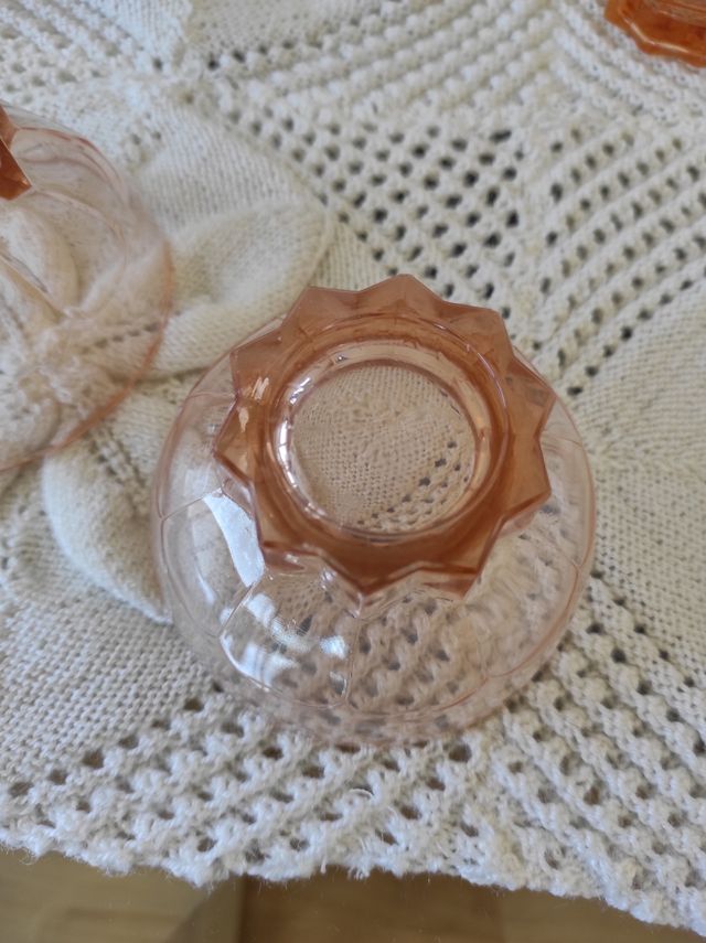 8 tazze in cristallo rosa - Vintage