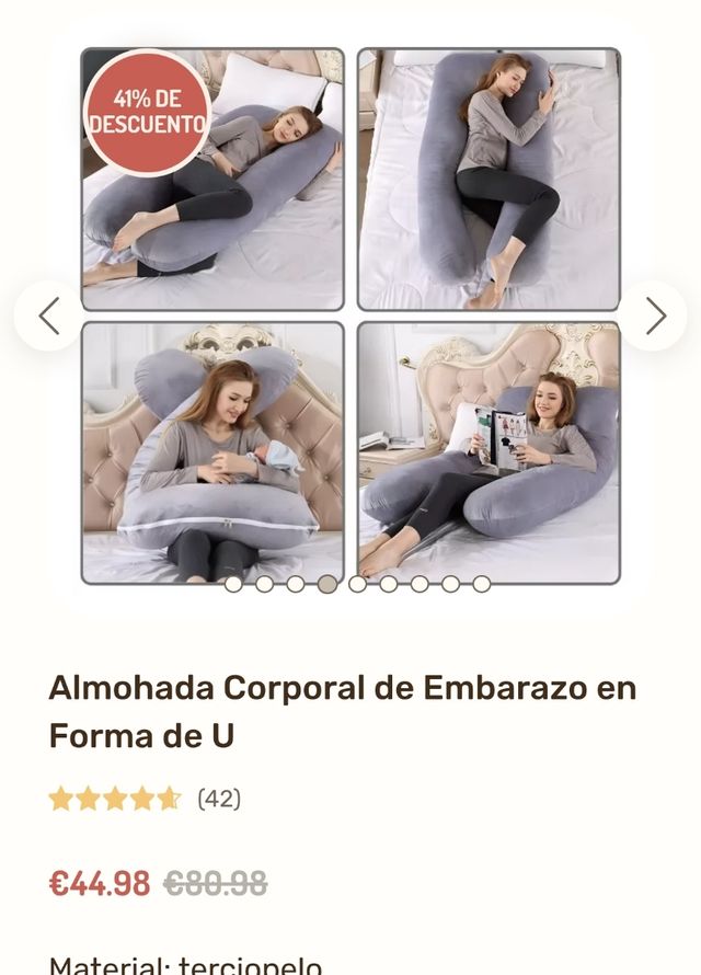 Almohada Embarazo U - Terciopelo Gris