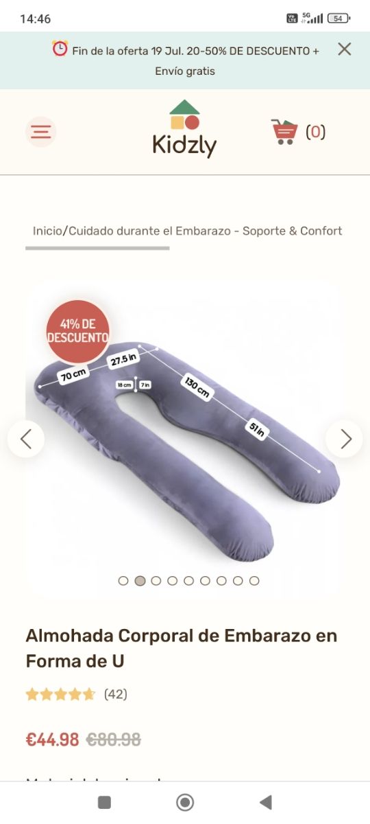 Almohada Embarazo U - Terciopelo Gris