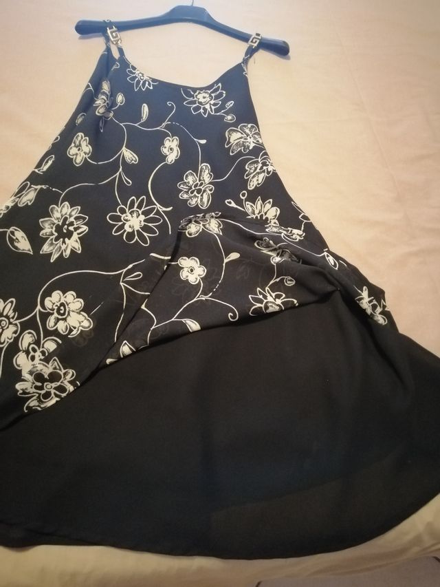 Vestito floreale nero e bianco tg 40