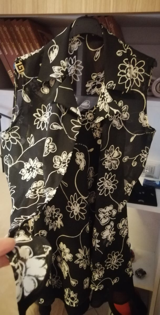 Vestito floreale nero e bianco tg 40