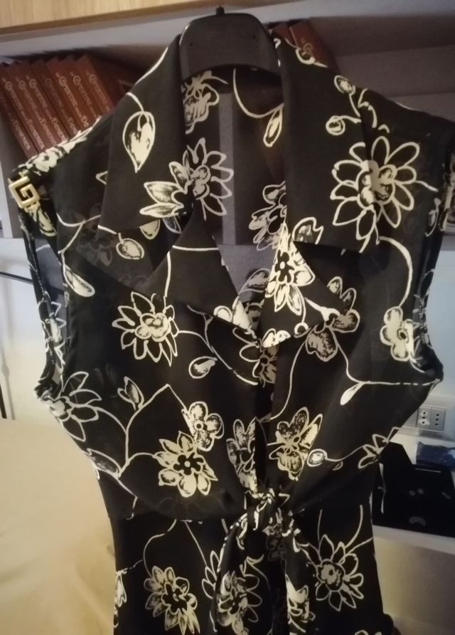 Vestito floreale nero e bianco tg 40