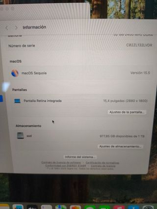 MACBOOK PRO 15" 2019 i9/32 GB RAM/1TB TOPE DE GAMA