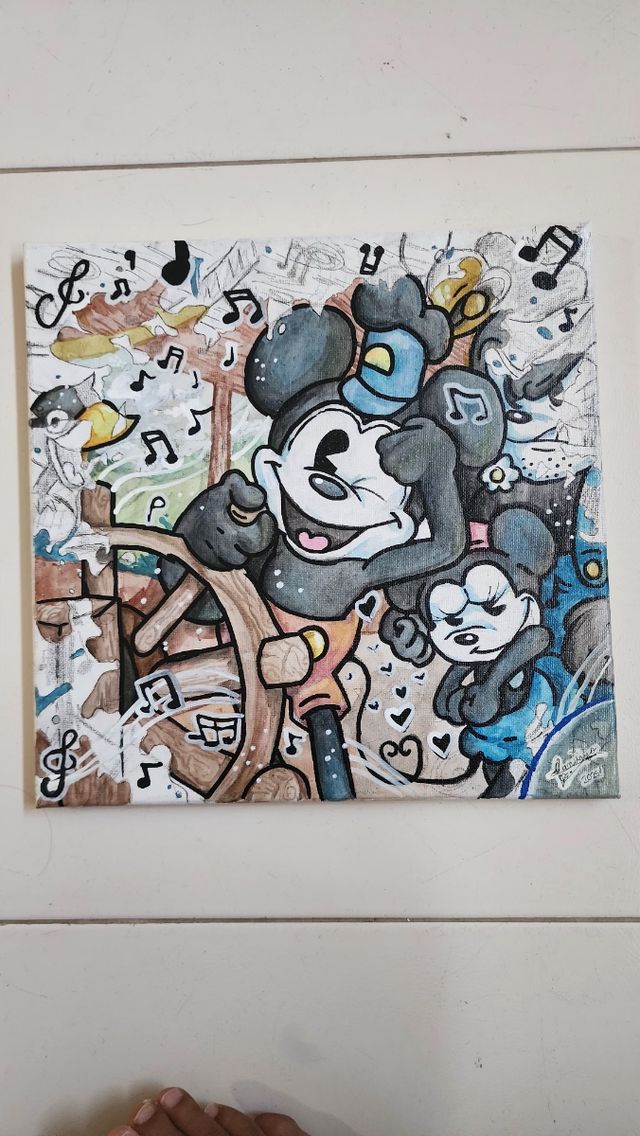 Cuadro Mickey Mouse pintado a mano