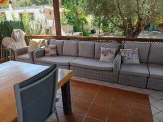 Sofá ratán exterior - Beige/Gris