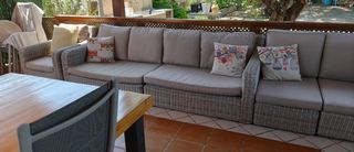Sofá ratán exterior - Beige/Gris