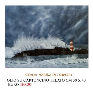 Marina in tempesta - Olio su tela