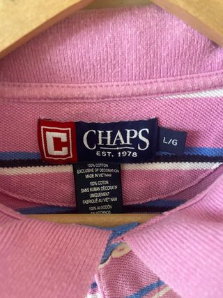 Polo CHAPS rayas rosa vintage talla L/G