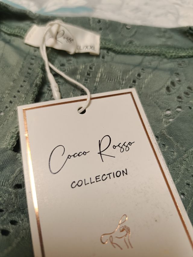 Blusa Coccorosso verde oliva con foglie