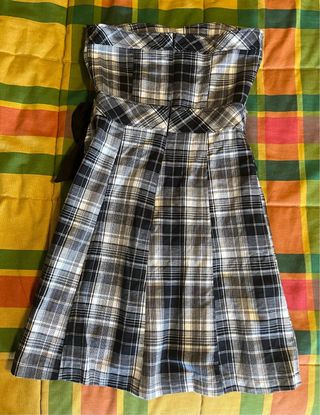 Vestido blanco y negro a cuadros