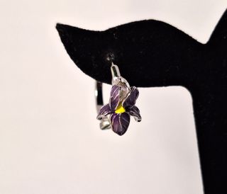 Pendientes orquídea plata de ley y esmalte