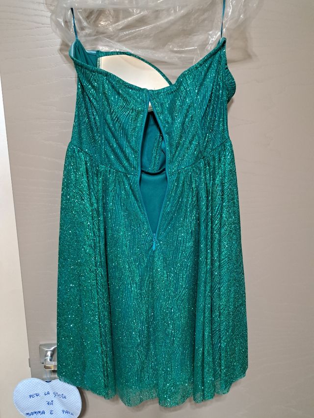 Vestito paillettes verde smeraldo