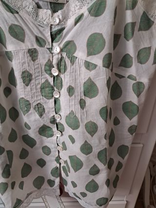 Blusa Nice Day - Verde y Blanca - Talla L