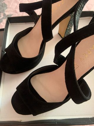 Sandalias tacón glitter negras