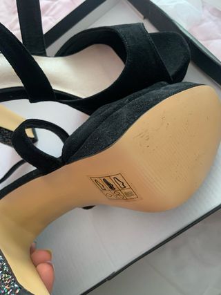 Sandalias tacón glitter negras