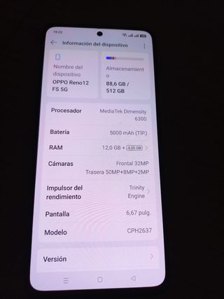 OPPOReno12F 5G Verde 16GB
En garantía.