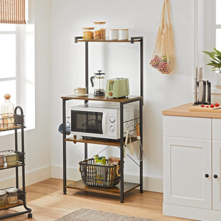 Organizer da cucina, scaffale a 3 livelli, 6 ganci