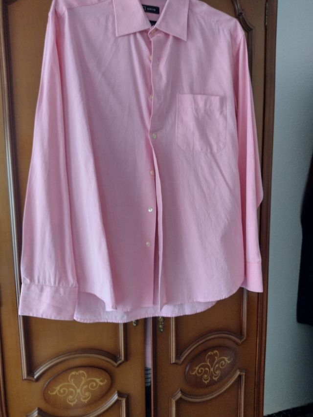 Camisa rosa manga larga hombre