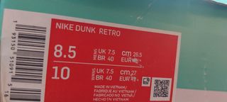 Zapatillas Nike Dunk Retro - Talla 39