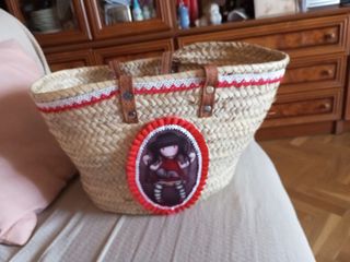 Capazo mimbre beige