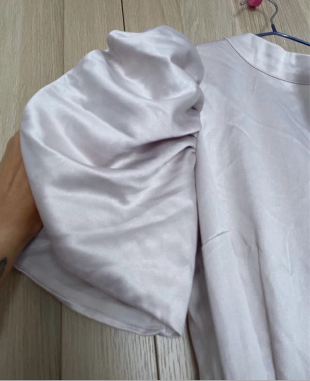 Vestido satén beige H&M M