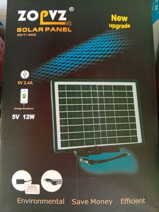 PANNELLO SOLARE FOTOFOLTAICO USB DA 5V 12W
