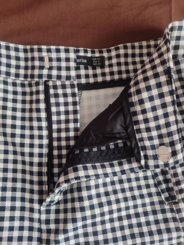 Shorts Vichy Blanco y Negro - XS