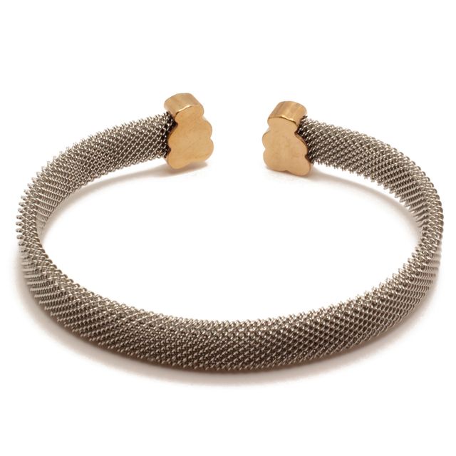 Pulsera de malla en acero con ositos dorados