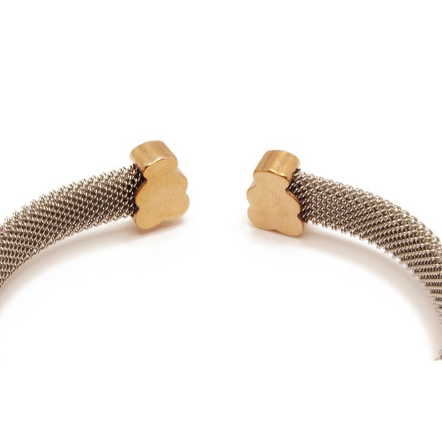 Pulsera de malla en acero con ositos dorados
