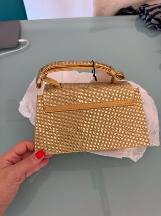 Bolso Zara dorado brillante