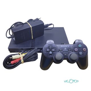 PS2 Slim (PlayStation 2) negra con mando